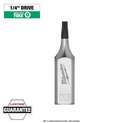MLW45-34-1152 image(0) - Milwaukee Tool 1/4 Inch Drive T15 Tamper Proof TORX Bit Socket