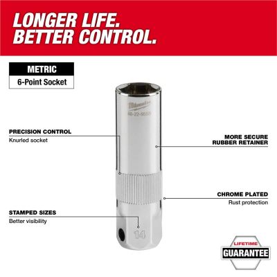 MLW48-22-9555 image(1) - Milwaukee Tool 3/8" Drive 14MM Spark Plug Socket