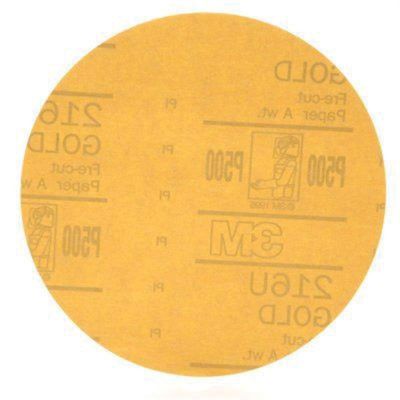 MMM0972 image(0) - 3M 00972 216U Series Abrasive Disc, 6 in Dia, P500 Grit, Hook and Loop, Gold