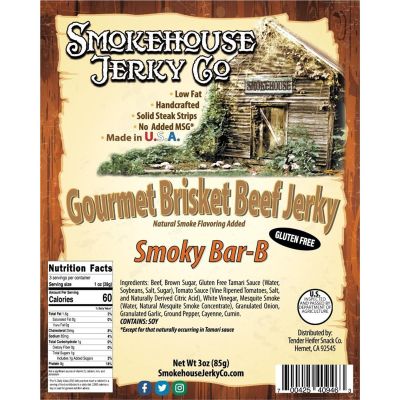 THS409463 image(0) - Tender Heifer Snack Co. Smoky BBQ Gourmet Beef Brisket Jerky - 3 Ounce