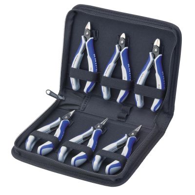 KNP002016P image(0) - KNIPEX 6 Pc Precision Electronics Pliers Set in Zipper Pouch