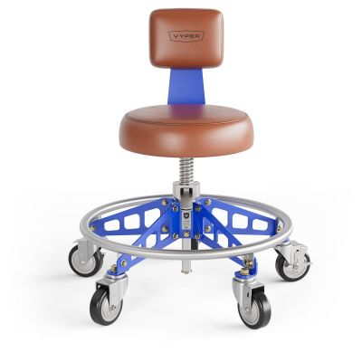 VYPRSM-BR-BL-QH image(0) - Vyper Industrial 400 lb Capacity Robust Steel Max Quick Height Shop Chair - Brown/Blue