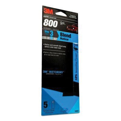 MMM3022 image(0) - 3M Wetordry 03022 Sandpaper, 3-2/3 in W x 9 in L, 800 Grit, Silicon Carbide Abrasive, Black, Wet/Dry