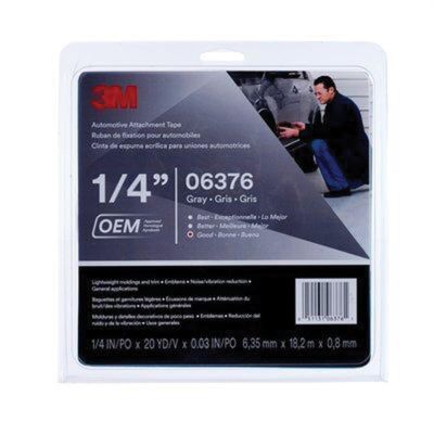 MMM6376 image(0) - 3M 06376 Automotive Attachment Tape, 20 yd x 1/4 in, 0.76 mm THK, Gray