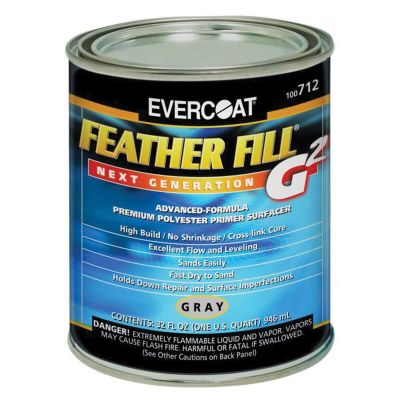 FIB712 image(0) - Fibre glass Evercoat FEATHER FILL G 2 100712 High-Build Polyester Primer Surfacer, 1 qt Round Can, Gray, High-Build