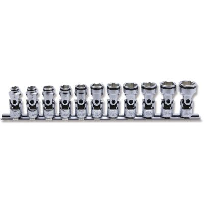 KKNRS3441M-11 image(0) - Ko-ken USA 3/8 Sq. Dr. Universal NUT GRIP Socket set 8mm-19mm - 11 pieces