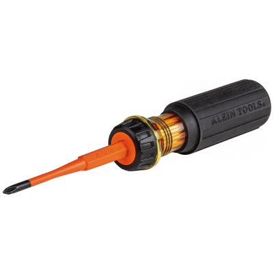 KLE32287 image(0) - Klein Tools Flip-Blade Insulated Screwdriver, 2-in-1, Square Bit #1 and #2