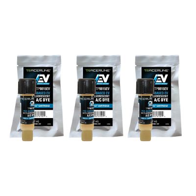 TRATP9815EV-P3 image(0) - Tracer Products (3) 0.25 oz (7 ml) Mini-EZ™ single-dose POE-Based EV A/C dye cartridges (compatible with R-134a and R-1234yf systems)Three 0.25 oz  Mini-EZ™ single-dose POE-Based EV A/C dye cartridges (for R-134a and 