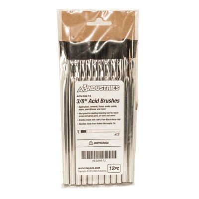 AES546 image(0) - AES Industries 546 Acid Brush, 6 in OAL, 3/8 in Brush, 100% Pure Black Horse Hair, Electrolytic Tin Handle