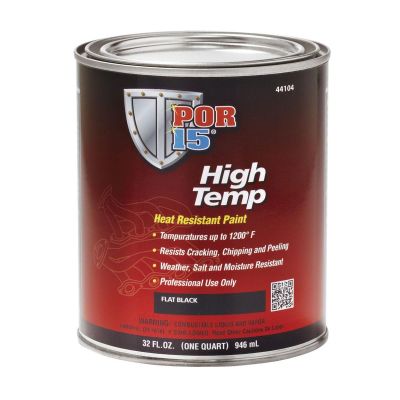 POI44104 image(0) - POR-15 INC 44104 Heat Resistant High Temperature Paint, 1 qt Can, Flat Black, Liquid, 4 hr Curing
