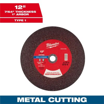 MLW49-94-0148 image(0) - Milwaukee Tool 12" x 7/64" x 1" Performance+ Metal Cut Off Wheel - Type 1