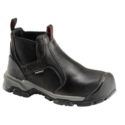 FSIA7341-9.5M image(0) - Avenger Work Boots Ripsaw - Men's Mid-Top Slip-On Boots - Aluminum Toe - IC|EH|SR|PR - Black/Black - Size: 9.5 - D - (Regular)