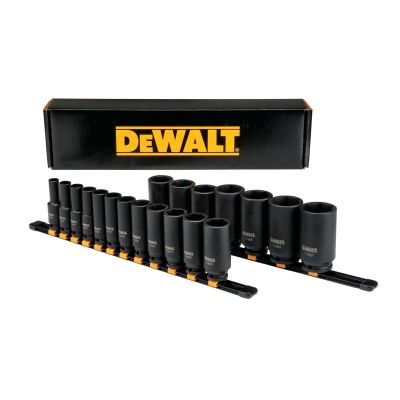 DWTDWMT19239 image(0) - DeWalt  19 Piece 1/2 in Drive Deep Impact Socket Set 6 PT