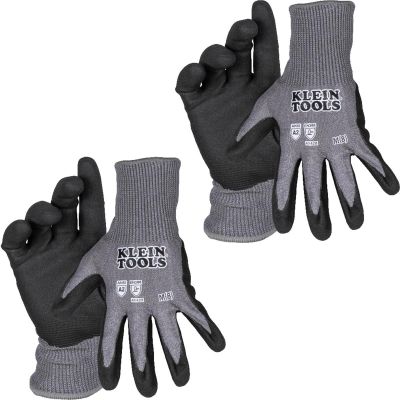 KLE60581 image(0) - Klein Tools Knit Dipped Gloves, Cut Level A1, Touchscreen, Large, 2-Pair