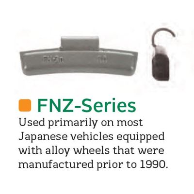 PWWFN015Z image(0) - Wegmann Automotive 15 g Zinc Coated Clip-on FNZ Orange Series Wheel Weight (Box of 25)