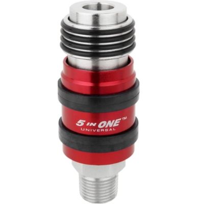 MIL1752 image(0) - Milton Industries 5 In ONE Universal Safety Exhaust Quick-Connect Industrial Coupler, 3/8-inch NPT