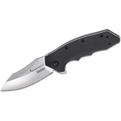 KER3930 image(0) - Kershaw Flitch Assisted Open Liner Lock Drop Point Blade EDC Folding Pocket Knife with Stonewashed Finish - Black