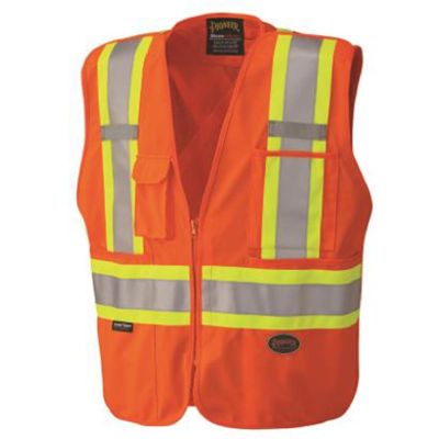 SRWV1021150U-5XL image(0) - Pioneer Zip-Up Snap Break Away Safety Vest  - Color:  Hi-Vis Orange  - Size: 5XL