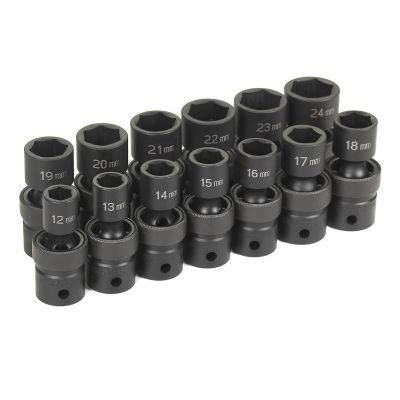 GRE1313UM image(1) - Grey Pneumatic 1/2" Drive 13 Piece Standard Length Metric Universal Set
