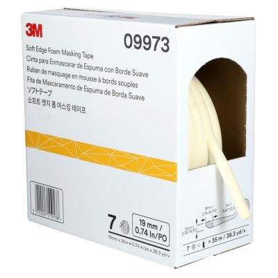 MMM9973 image(0) - 3M Soft Edge Foam Masking Tape, White, 19 mm x 35 m, 09973