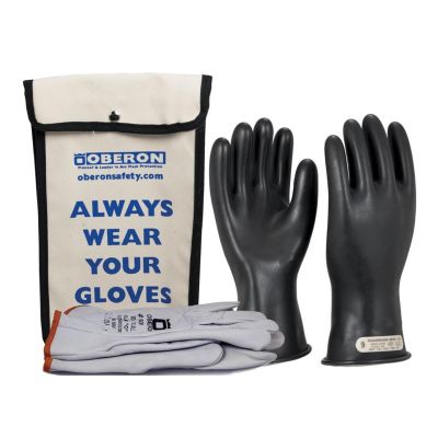 OBRGLVKT-BRC001108 image(0) - Oberon Glove Kit - Rubber Electrical - Class 00 - Length: 11" -  Rolled Cuff - Size: Regular - 8
