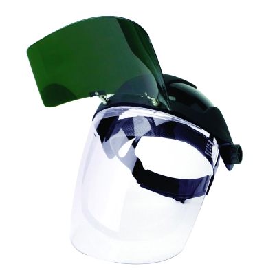 SRWS32161 image(0) - Sellstrom Face Shield - DP4 Series - 9" x 12.125" x 0.060" Window - Clear AF with Shade 6 IR Flip Visor - Ratcheting Headgear