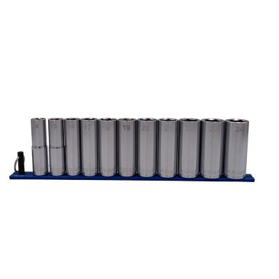 VIMSM800D image(0) - VIM Tools 11 PC. 1/2'' DR. DEEP METRIC SOCKET SET W/ 13" BLUE MAGRAILINCLUDES: 14 - 24MM