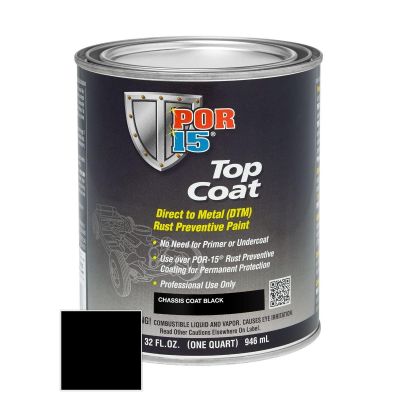 POI45904 image(0) - POR-15 INC 45904 Top Coat DTM Paint, 1 qt Can, Chassis Black, Liquid, 30 to 60 min Curing