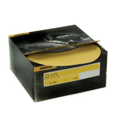 MRK23379180 image(0) - Mirka Abrasives Bulldog Gold 23379180 23 Series Semi-Open Coated Autobox Sanding Disc, 6 in, P180 Grit, Aluminum Oxide