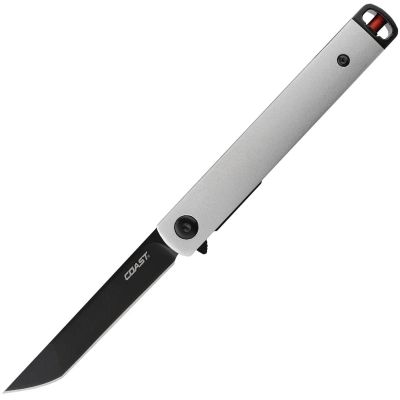 COS30860 image(0) - COAST Products LX502 1919 Founders Series Select Assisted Open Titanium Nitride Coated 9Cr18Mov Tanto Blade Stainless Steel Handle with Frame Lock Folding Pocket Knife - Silver