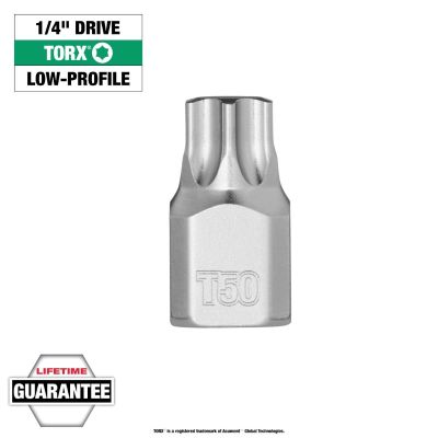 MLW45-34-1114 image(0) - Milwaukee Tool 1/4 Inch Drive T50 Low-Profile TORX Bit Socket