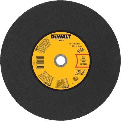 DWTDWA8033 image(0) - DEWALT 12 In x 1/8 in Aluminum Oxide Abrasive Chop / Cut-Off Blade with 20 mm Arbor For Metal Cutting (1 Pack)