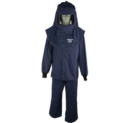 OBRLAN2STB-T3XL image(0) - OBERON Suit Kit - Arc Flash - 12 Cal LAN - Comes with Hood with Hard Cap, Coat and Bib Overalls - Color: Navy Blue - Size: 3XL Tall