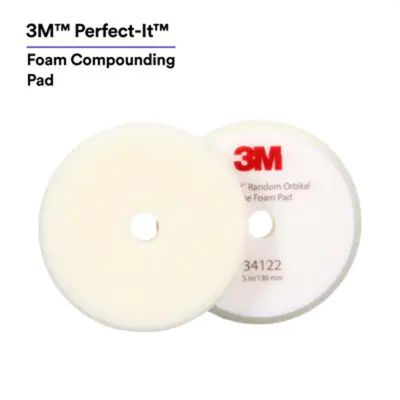 MMM34122 image(0) - 3M Perfect-It&trade; Random Orbital Foam Compounding Pad 34122, 5 Inch (130 mm), White, 2 Pads/Bag