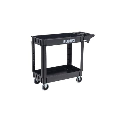 SUN8037 image(0) - SUNEX Polypropylene Utility Cart, Two Shelf, Standard Size - Black