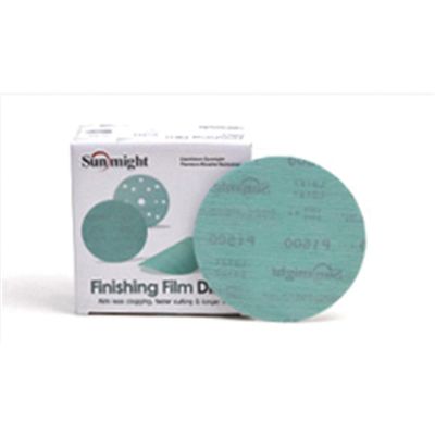 SUA01424 image(0) - Sunmight USA Corporation Film 01424 Premium Open Coated No Hole Grip Disc, 6 in Dia, P2500 Grit, Premium Aluminum Oxide Abrasive, Green