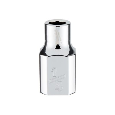MLW45-34-9060 image(0) - Milwaukee Tool 3/8" Drive 1/4" SAE 6-Point Deep Socket with FOUR FLAT Sides, Vanadium Steel, Chrome
