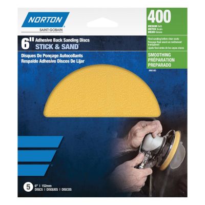 NOR00347 image(0) - Norton 00347 A290 Series Stick and Sand Disc, 6 in, P220 Grit, Aluminum Oxide, PSA Attachment