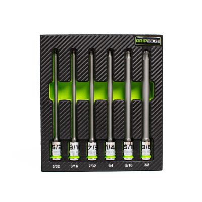 GETBHBS6LS image(0) - Grip Edge Tools 6-PC RPT 3/8 inch Drive Long SAE Ball Hex Driver Set