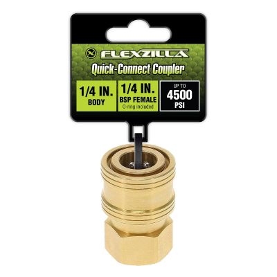 LEGPW3515 image(0) - Flexzilla Quick-Connect Coupler, 1/4" Body x 1/4" BSP Female, Brass