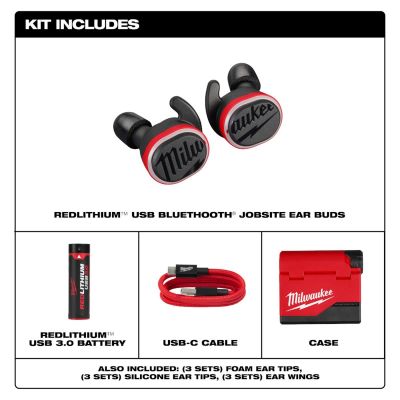MLW2191-21 image(1) - Milwaukee Tool REDLITHIUM USB Bluetooth Jobsite Ear Buds