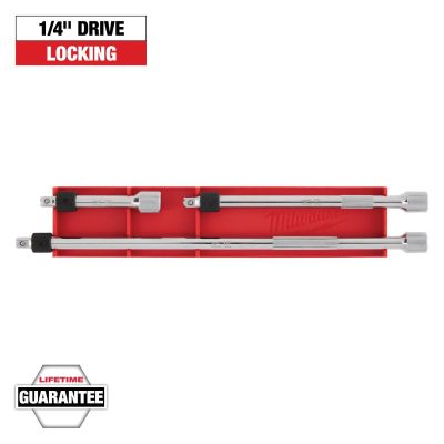 MLW48-22-9360 image(0) - Milwaukee Tool 3pc 1/4 Inch Drive Locking Extension Set