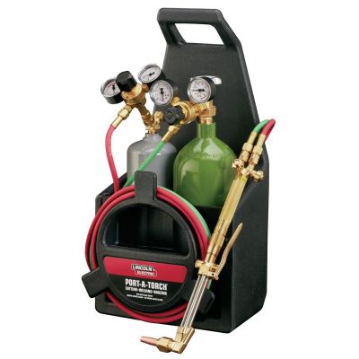 LEWKH990 image(0) - Lincoln Electric Port-A-Torch Kit with Oxygen and Acetylene Tanks for Cutting Welding and Brazing