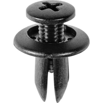 AVC14260 image(0) - AUVECO 14260 Push-Type Screw-Type with Open End Retainer, 15 mm Dia Head x 12 mm L Stem x 7 mm Hole, Nylon, Black