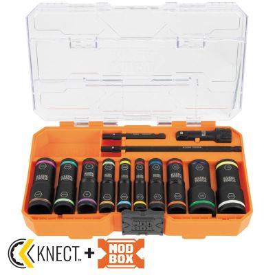 KLE65239 image(0) - Klein Tools KNECT Flip-20 Impact Socket Set, SAE and Metric, 13-Piece
