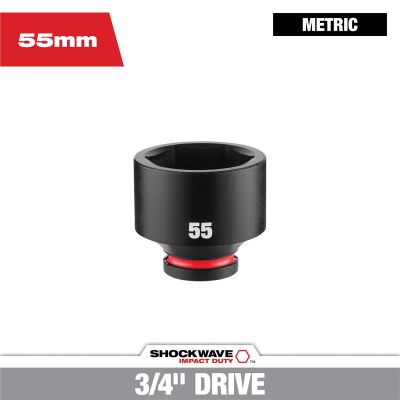 MLW49-66-6390 image(0) - Milwaukee Tool SHOCKWAVE&trade; Impact Duty 3/4" Drive 55MM Standard 6 Point Socket