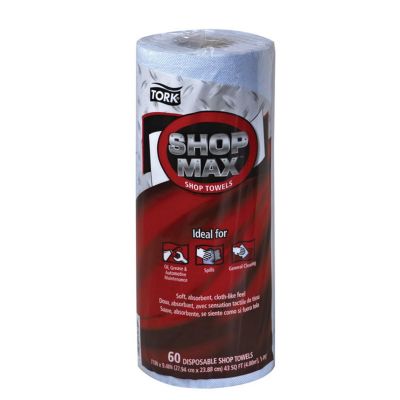 TOR450360 image(0) - Tork Molnlycke ShopMax 450360 Dry Wipe Towel Roll, 47 ft L x 11 in W Roll, 30, Paper, Blue, 1 Plys