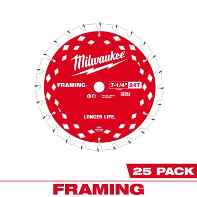 MLW48-40-1720 image(0) - Milwaukee Tool 7-1/4 Inch 24T Framing Circular Saw Blade Contractor Pack (25 PK)
