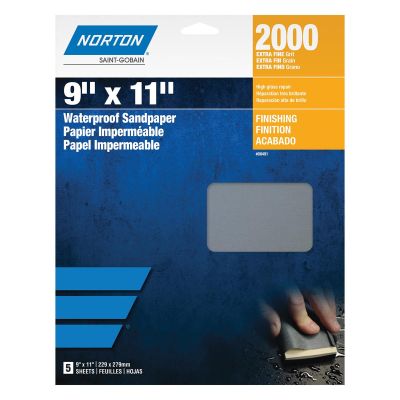 NOR00491 image(0) - Norton Black Ice 00491 T401 Series Sanding Sheet, 9 in W x 11 in L, 2000 Grit, Ultra Fine Grade
