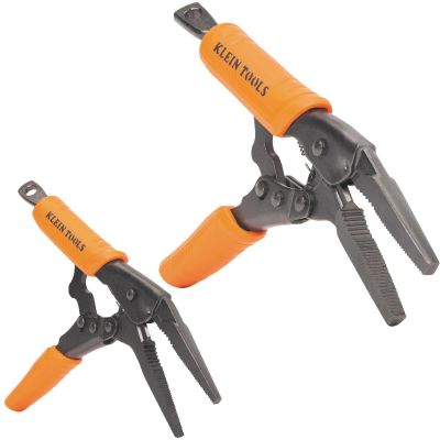 KLE38661 image(0) - Klein Tools Long Nose Locking Pliers Set, 6- and 9-Inch, 2-Piece